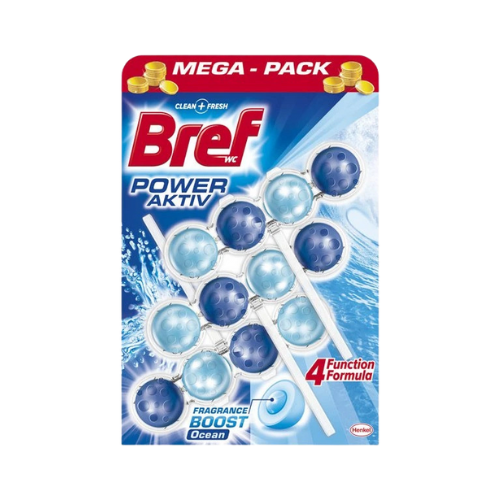 Bref Power Aktív WC tisztító, golyós Mega Pack, 3DB-os 3X50g OCEAN