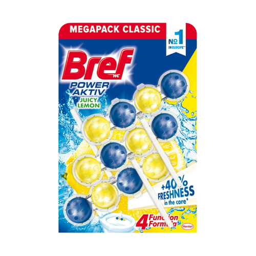 Bref wc tisztító golyós Mega Pack power aktiv 3X50g lemon