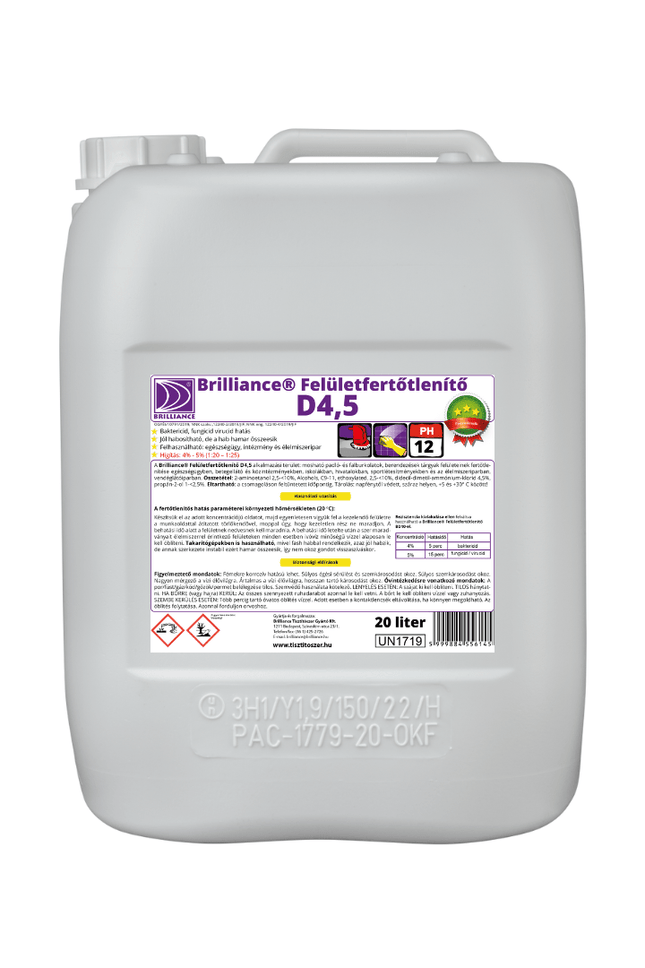 Brilliance® Felületfertőtlenítő D4,5 - 20 liter - Ipar Market