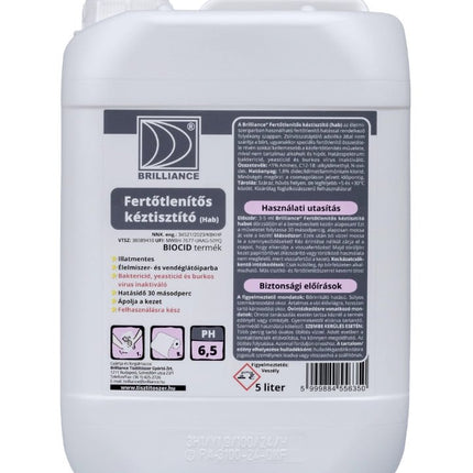 Brilliance® Fertőtlenítős kéztisztító hab 5 liter - Ipar Market