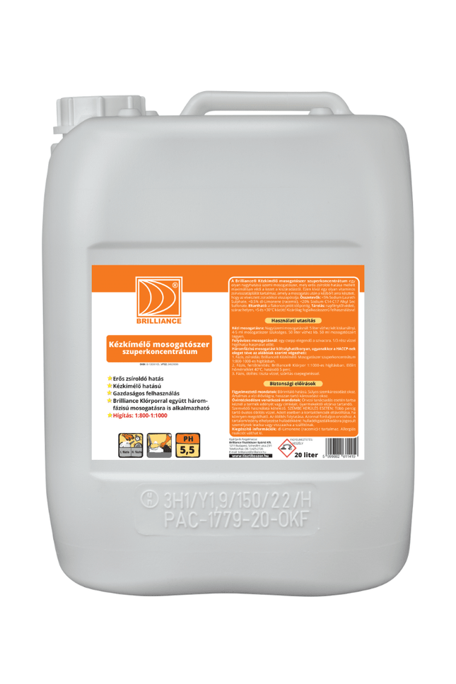Brilliance® Kézkímélő mosogatószer szuperkoncentrátum 20 liter - Ipar Market