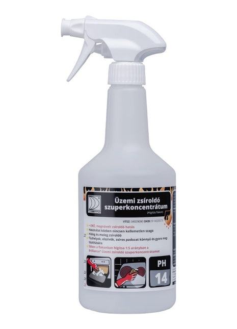 Brilliance® üzemi zsíroldó szuperkoncentrátum hígító flakon szórófejjel 750 ml (üres) - Ipar Market