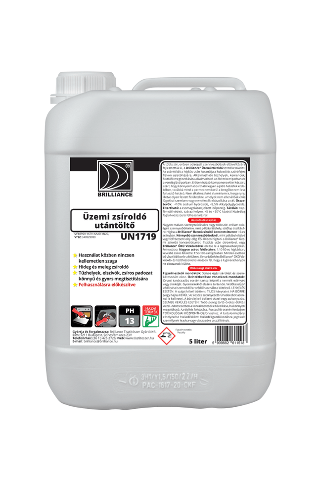 Brilliance® Üzemi zsíroldó 5 liter (utántöltő)