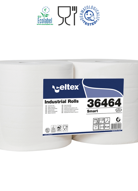 Celtex Smart ipari törlő cellulóz, 2 réteg, 800 lap, 240m, 24x30cm, 2 tekercs/zsugor - Ipar Market