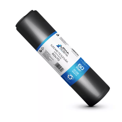 Szemeteszsák fekete 60x70 15mikron 60L 20db/tekercs - Ipar Market