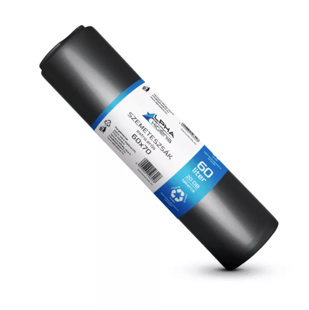 Szemeteszsák fekete 60x70 15mikron 60L 20db/tekercs - Ipar Market