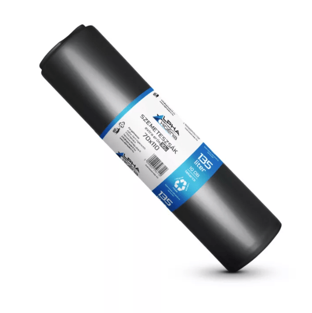 Szemeteszsák fekete 70x110 30mikron 135L 10db/tekercs - Ipar Market
