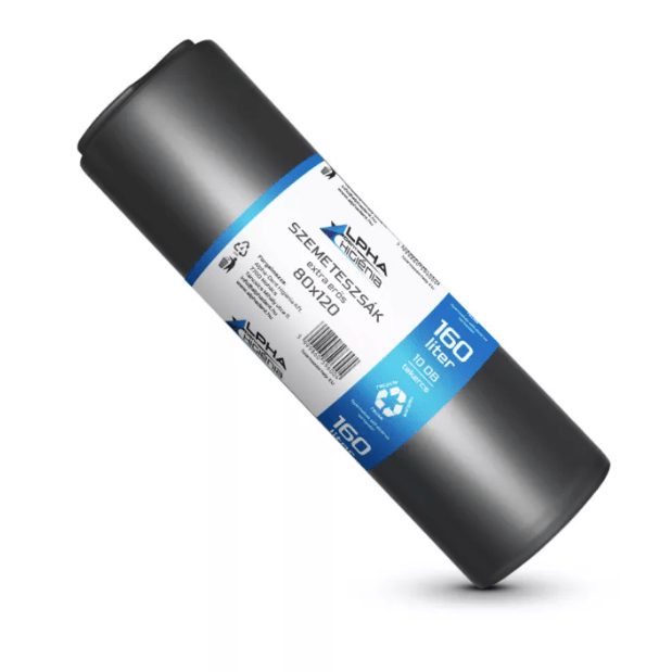 Szemeteszsák fekete 80x120 30mikron 160L 10db/tekercs - Ipar Market